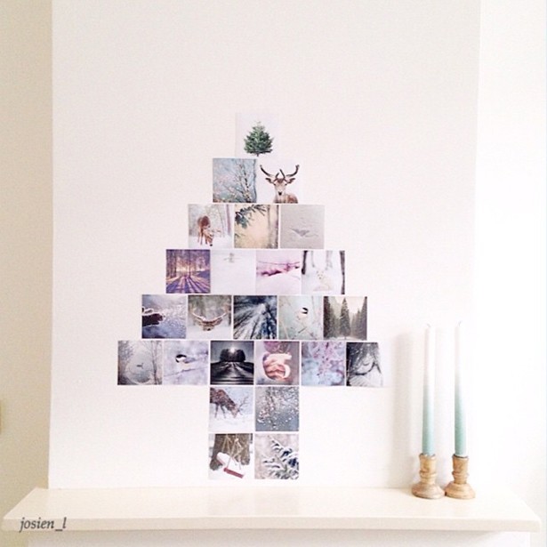 kerstboom-op-muur-maken-van-fotos-kaarten-diy-christmas-tree-on-wall-with-photos-pictures-cards