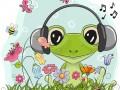 Cute Cartoon Frog on a meadow