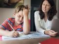 Mother Son Care Communication Homework Concept