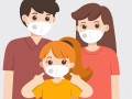 Coronavirus 2019-ncov flu infographics elements, Health and Medical. Dangerous asian ncov corona virus. Parent and child wearing medical mask. Hygiene mask. Virus protection. Vector illustration.