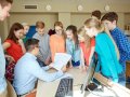 group of students and teacher at school classroom