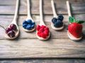 Berries on wooden rustic background