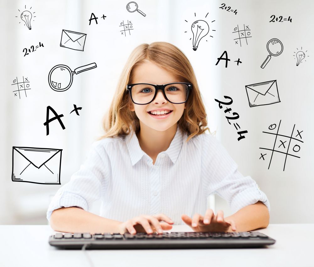 student girl with keyboard